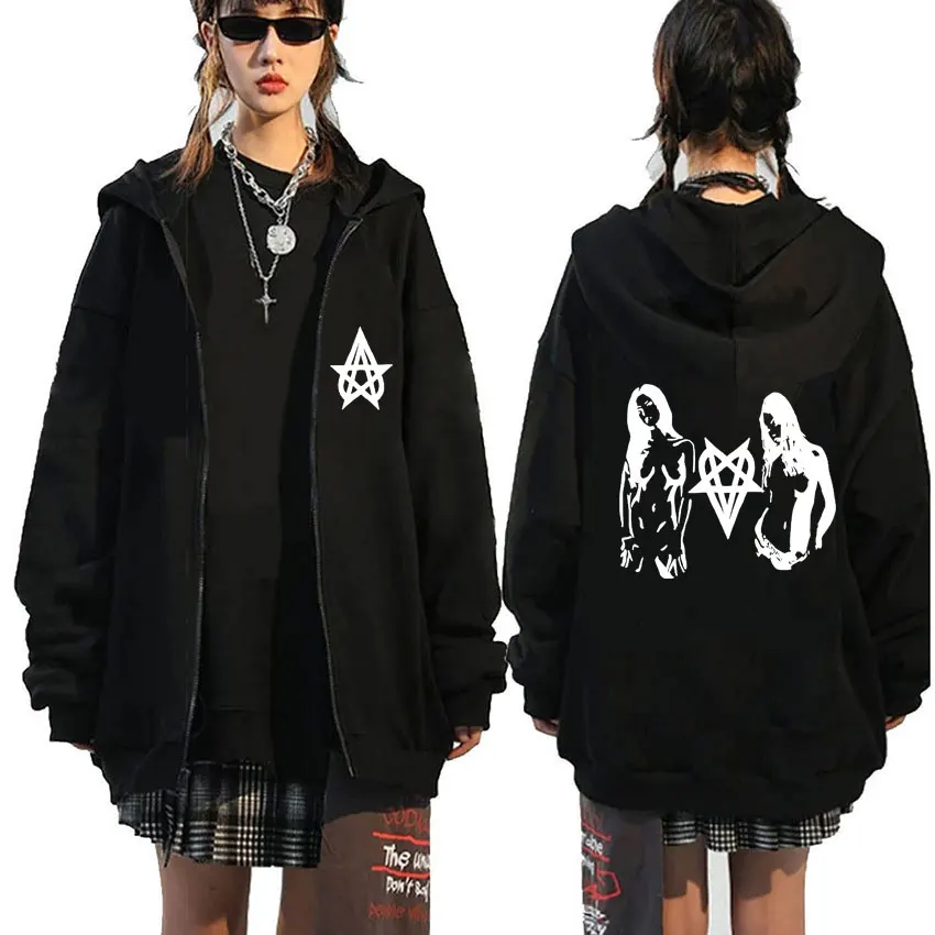 

Rapper Destroy Lonely Girl Print Zipper Hoodie Men Casual Oversized Zip Up Jacket Male Hip Hop Sweatshirt Man Gothic Streetwear