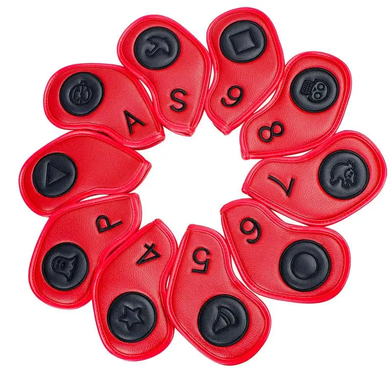 

Cartoon Embroidery Golf Club Covers PU Leather Embroidered Golf Club Head Covers 10PCS Golf Club Head Covers With Number