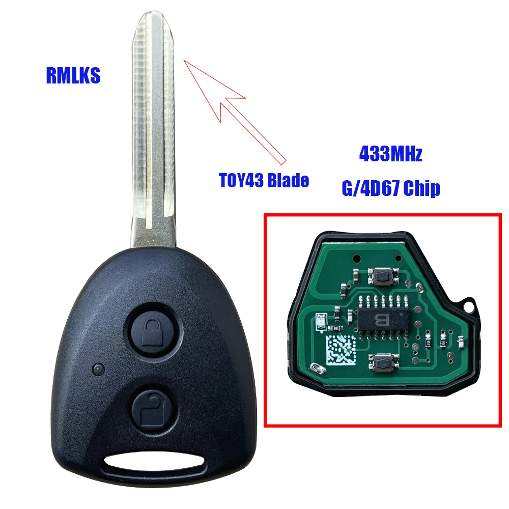 

Remote Car Key 433MHz Fob For Toyota AVANZA 2016 2017 2018 G Chip Wigo Grand For Daihatsu Xenia Alza Myvi Axia