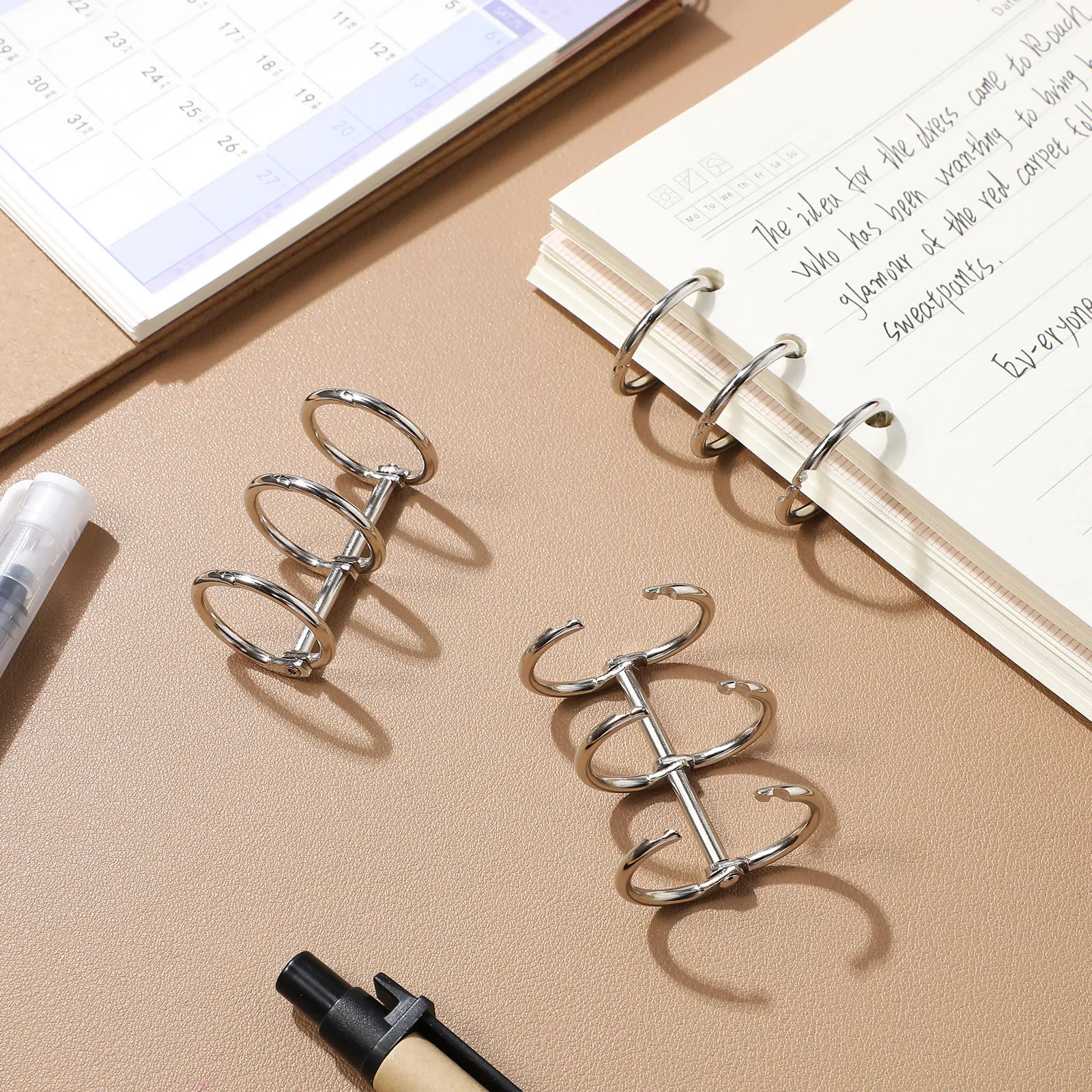 20Pcs 금속 책상 달력 링 바인더 링 루즈 리프 북 링 클립 바인딩 스파인 노트북 바인딩 액세서리