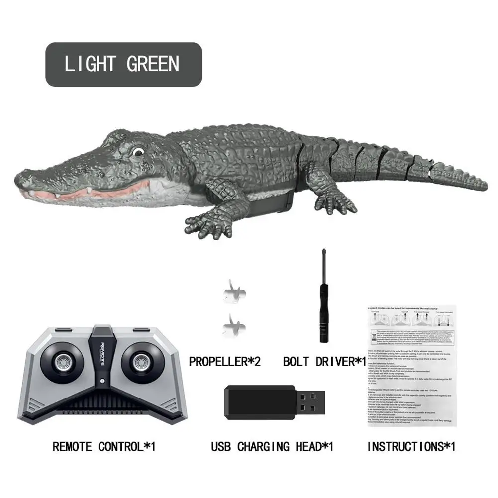 New Simulation 4CH Wireless RC Charging Electric Crocodile Model Speedboat Waterproof Tricky Children's Toy Gift