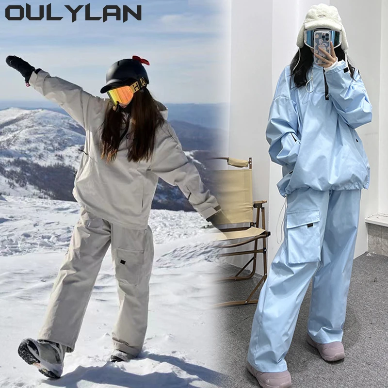 

New Men's Ski Jacket Pants Set Women's Ski Suit Winter Waterproof Snowboarding Windproof Keep Warm Clothing