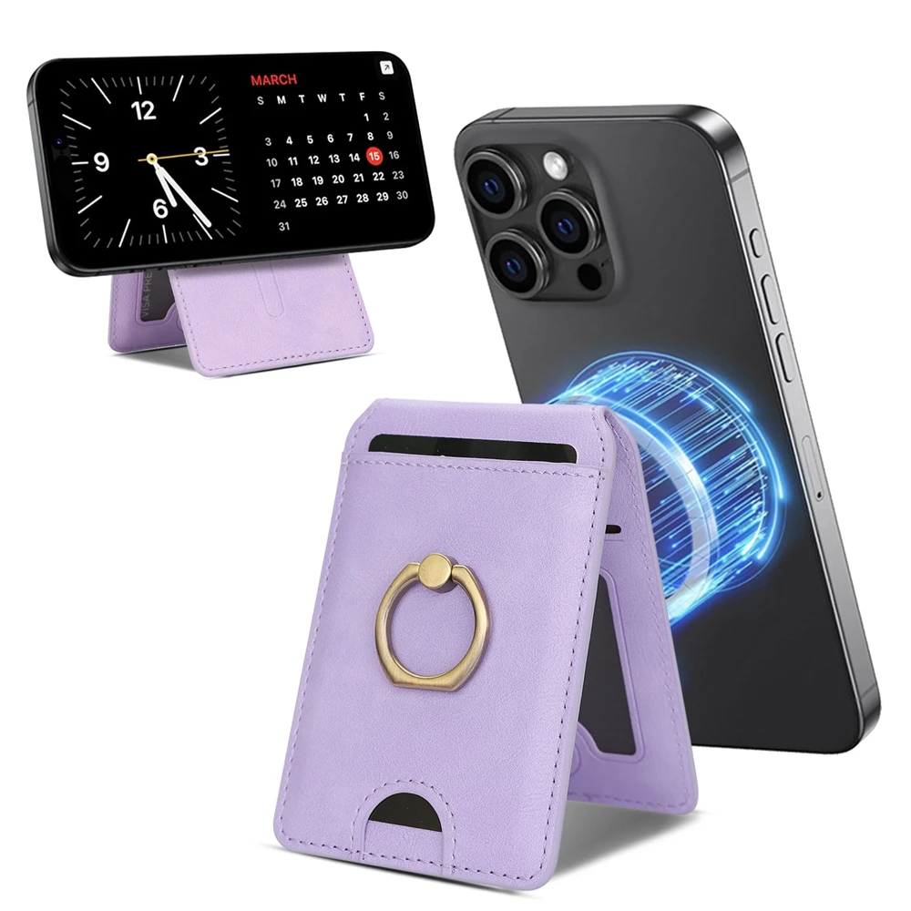 Introducing the Magnetic Leather Card Holder with Kickstand & Slots – a versatile, stylish accessory