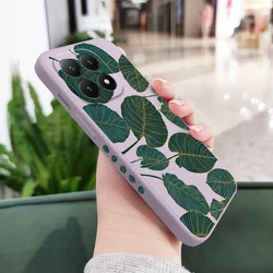 Green Leaf Silicone Phone Case Cover for Redmi 15C 5G (Light Purple)