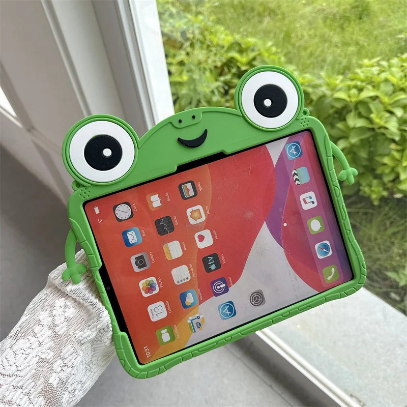 Cartoon Cute 3D Frog Soft Silicone Tablet Case with Bracket