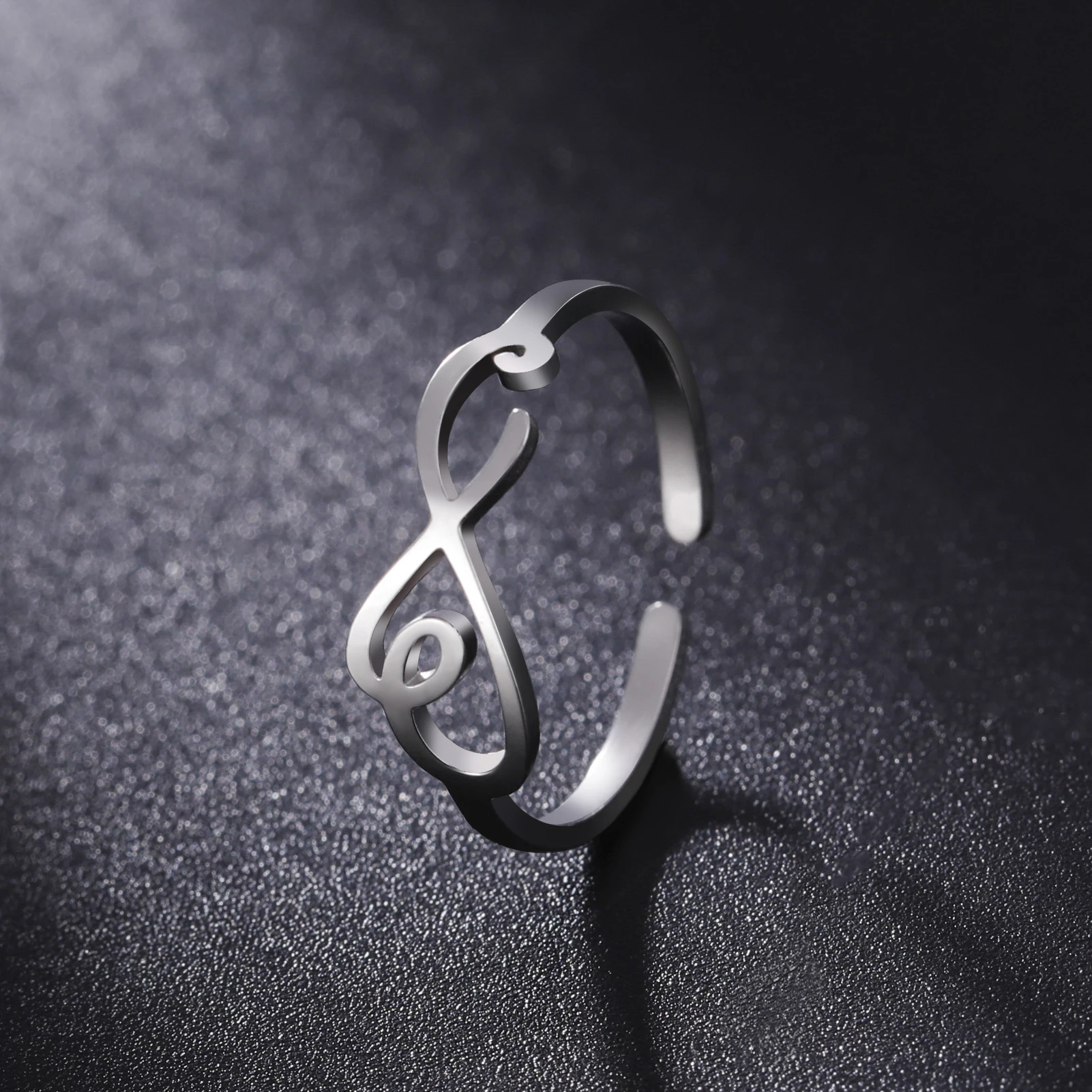 

LIKGREAT Hollow Infinity Symbol Rings For Women Simple Geometric Stainless Steel Adjustable Finger Ring Jewelry Wedding Gift