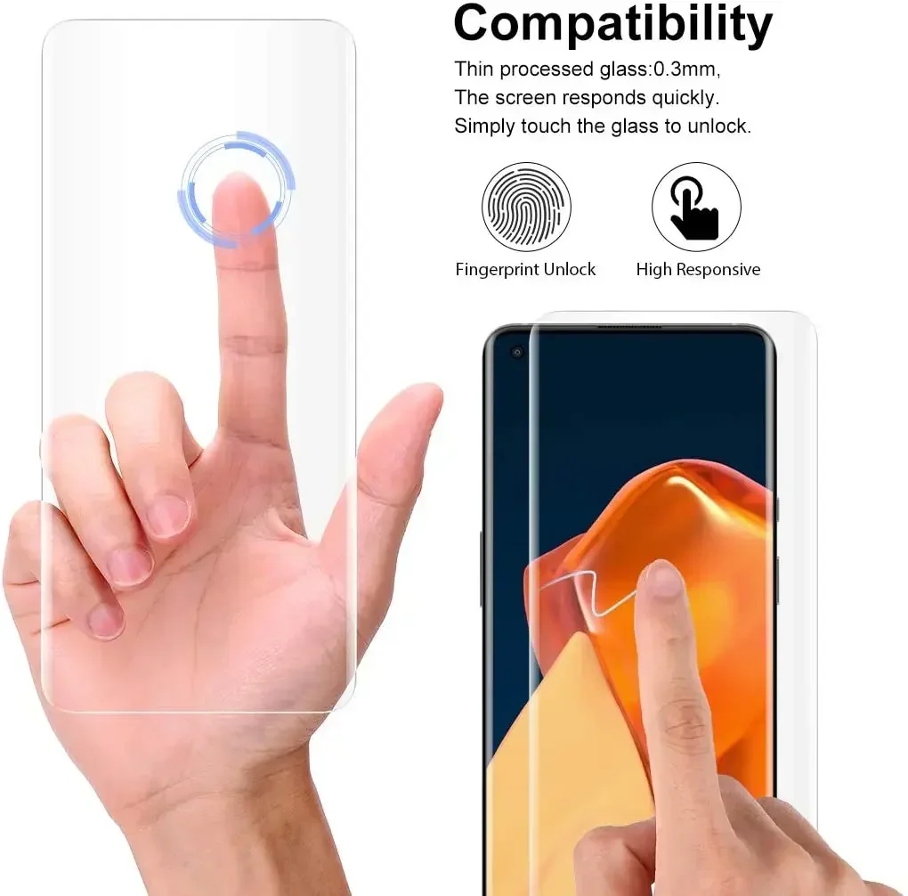 Premium UV Tempered Glass Screen Protector - Full Surface Coverage Film, 1-3 Pack