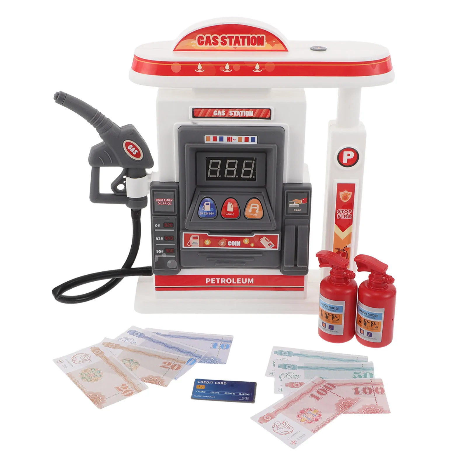 1세트 어린이 주유소 시뮬레이션 인터랙티브 역할놀이 교육용 역할극 세트 어린이를 위한 사실적인 주유놀이