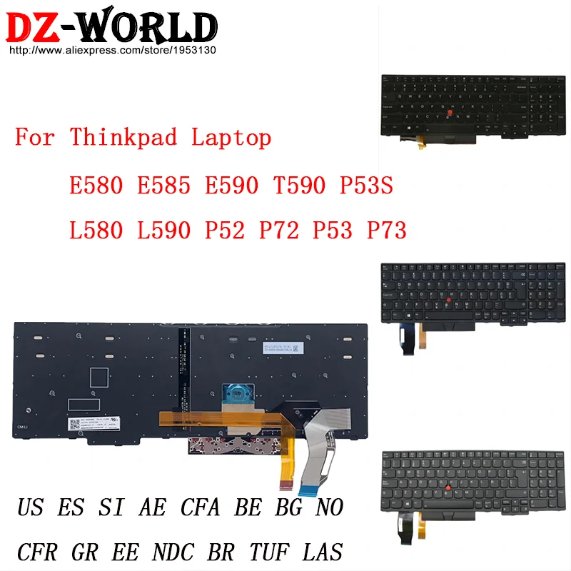 Tastiera Retroilluminata Per Lenovo ThinkPad E580, E590, T590, P52, P53, P73 – Layout USA, Nuova