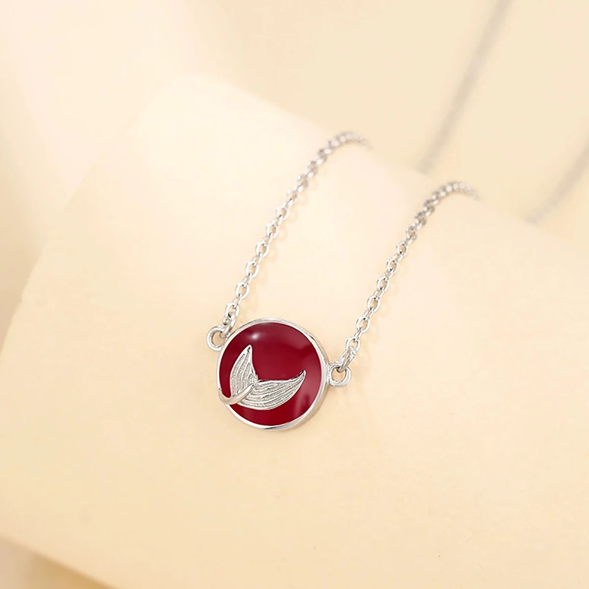 925 Sterling Silver Mermaid Tail Bezel Cup Pendant fit 8mm Cabochon Cameo Mounting Setting Necklace DIY Jewelry Making