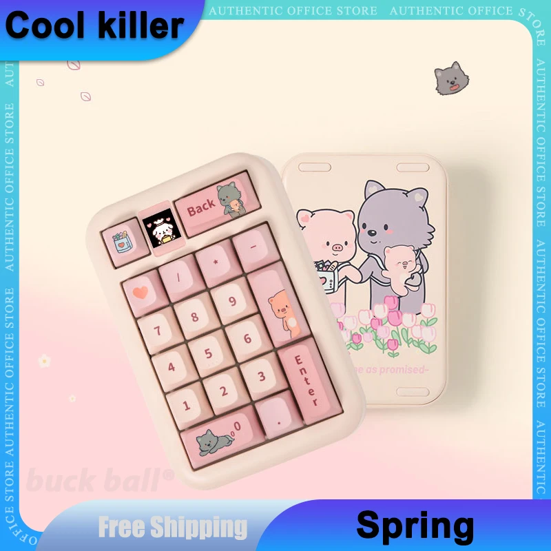 

Coolkiller Spring Ck68/75/98 3 Mode Bluetooth Wireless Mechanical Keyboard Cute Pink Hot-Swap Numeric Office PC Gaming Gift