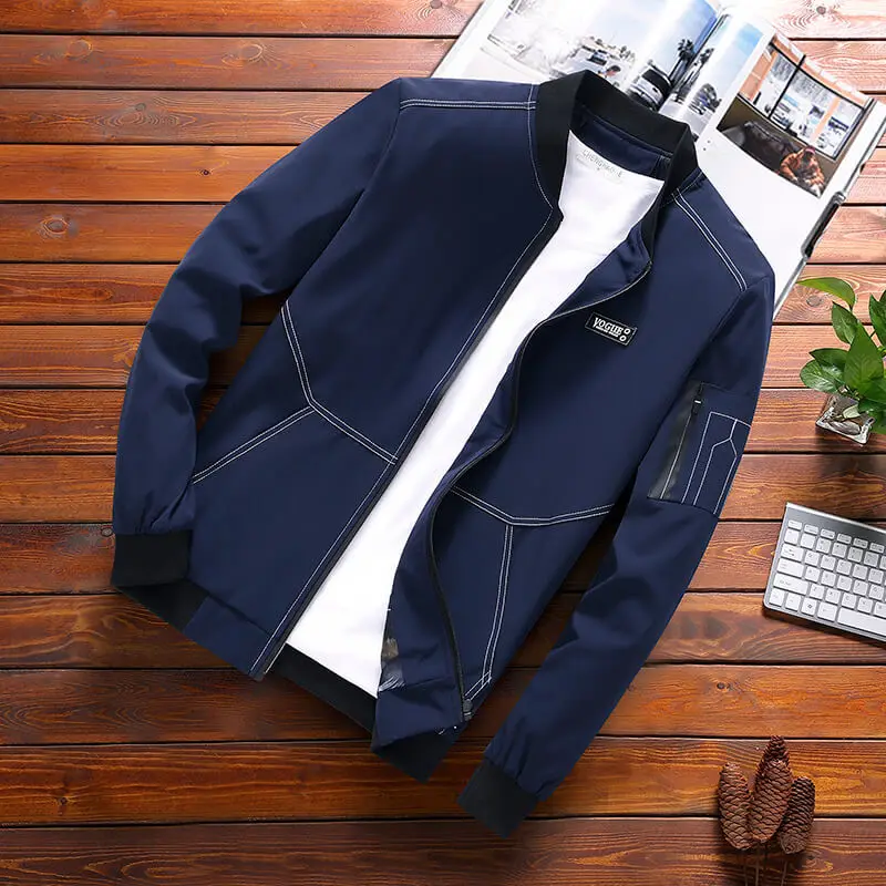 Men Bomber Jacket Long Sleeve Zipper Military Windbreaker Big Size Stand Collar Motorcycle Jacket Slim Men Clothing Luxury Brand