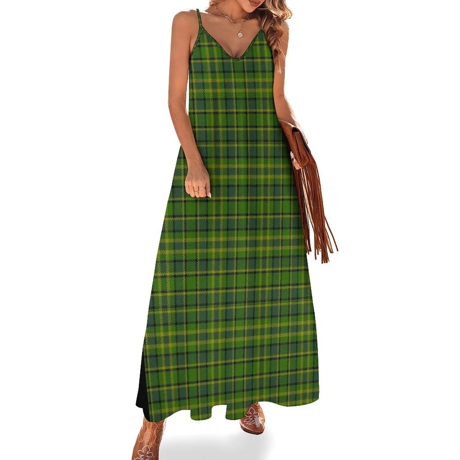 

WESTY Plaid Green interior Sleeveless Dress evening dress luxury dress elegant party dresses for women 2024