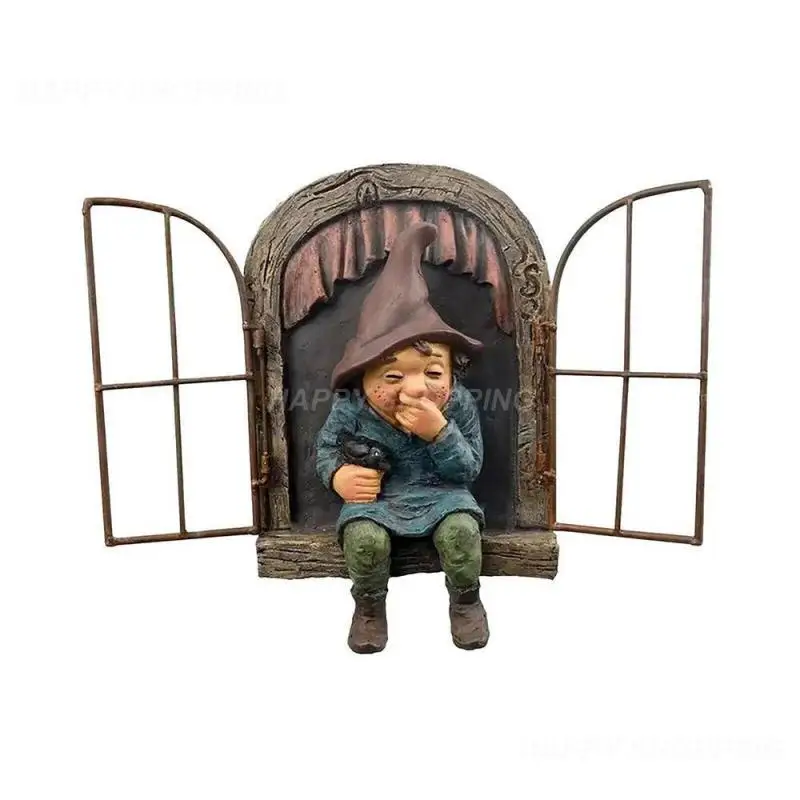 

Озорная садовая статуя Elf Out The Door Tree Hugger Home Yard Decor