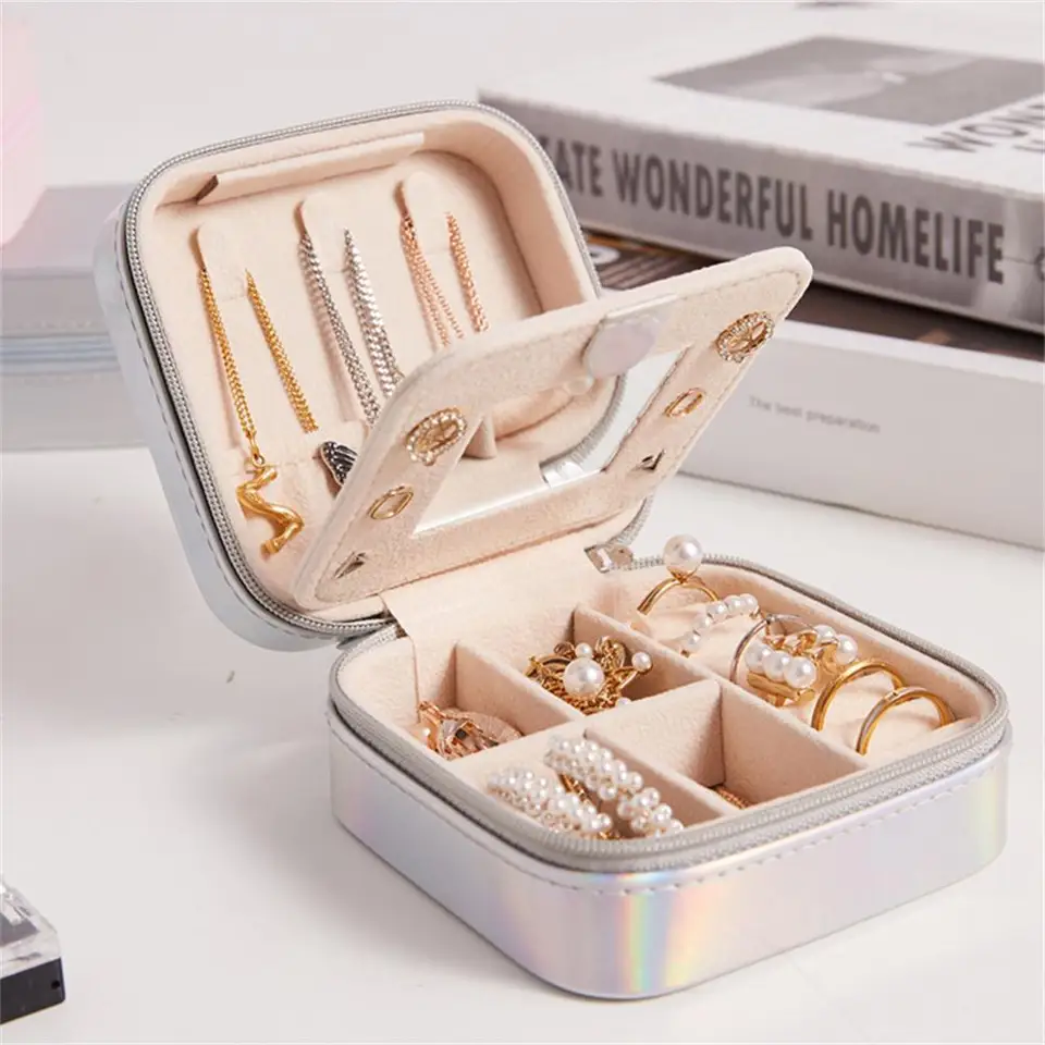 Jewelry Boxes Portable PU Leather Candy Color Bag Organizer Display Travel  Jewelry Case Boxes Earrings Necklace Ring Jewelry Box