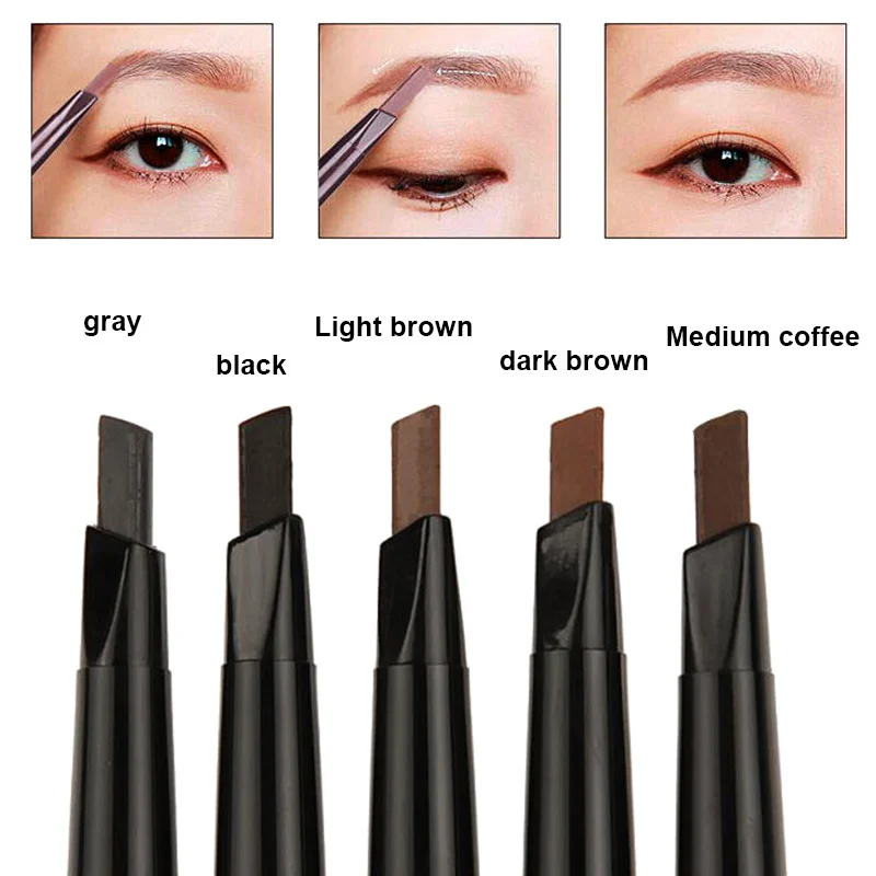 5 Colors Natural Makeup Double Heads Automatic Eyebrow Pencil Waterproof Long-lasting Easy Ware Eyebrow Pen with Eyebrow Brush