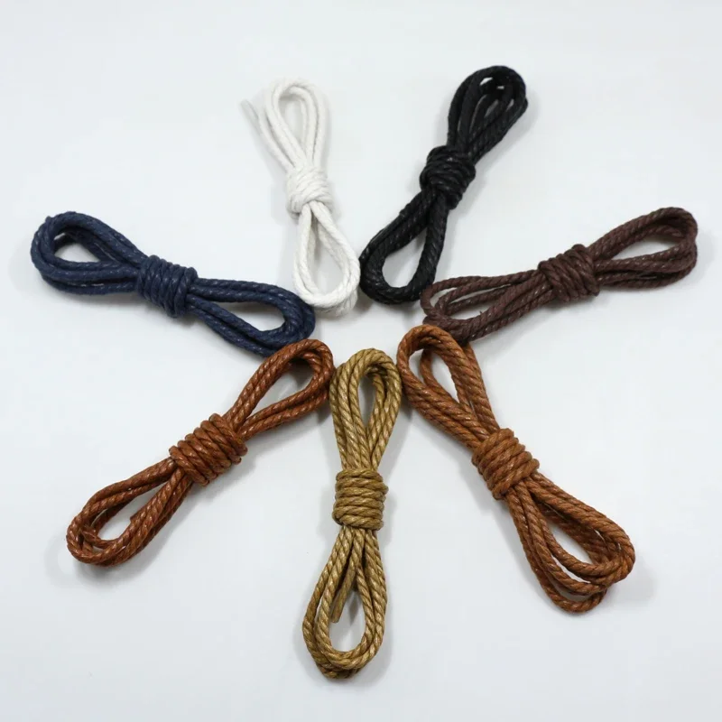 Elegant Round Waxed Shoelaces for Leather Boots and Shoes
