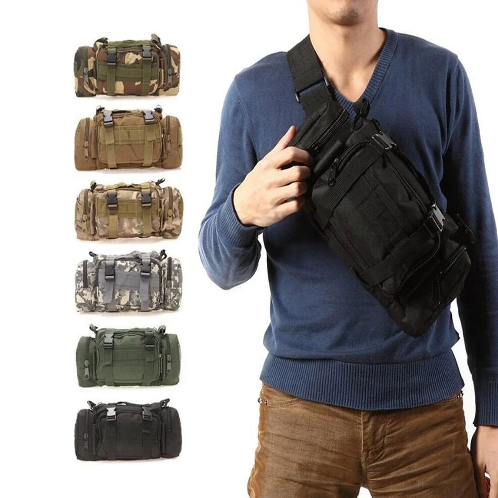 Outdoor Hiking Waist Bag 600D Waterproof Oxford Climbing Shoulder Bags Fishing Camping Hiking Pouch Chest Bag 2