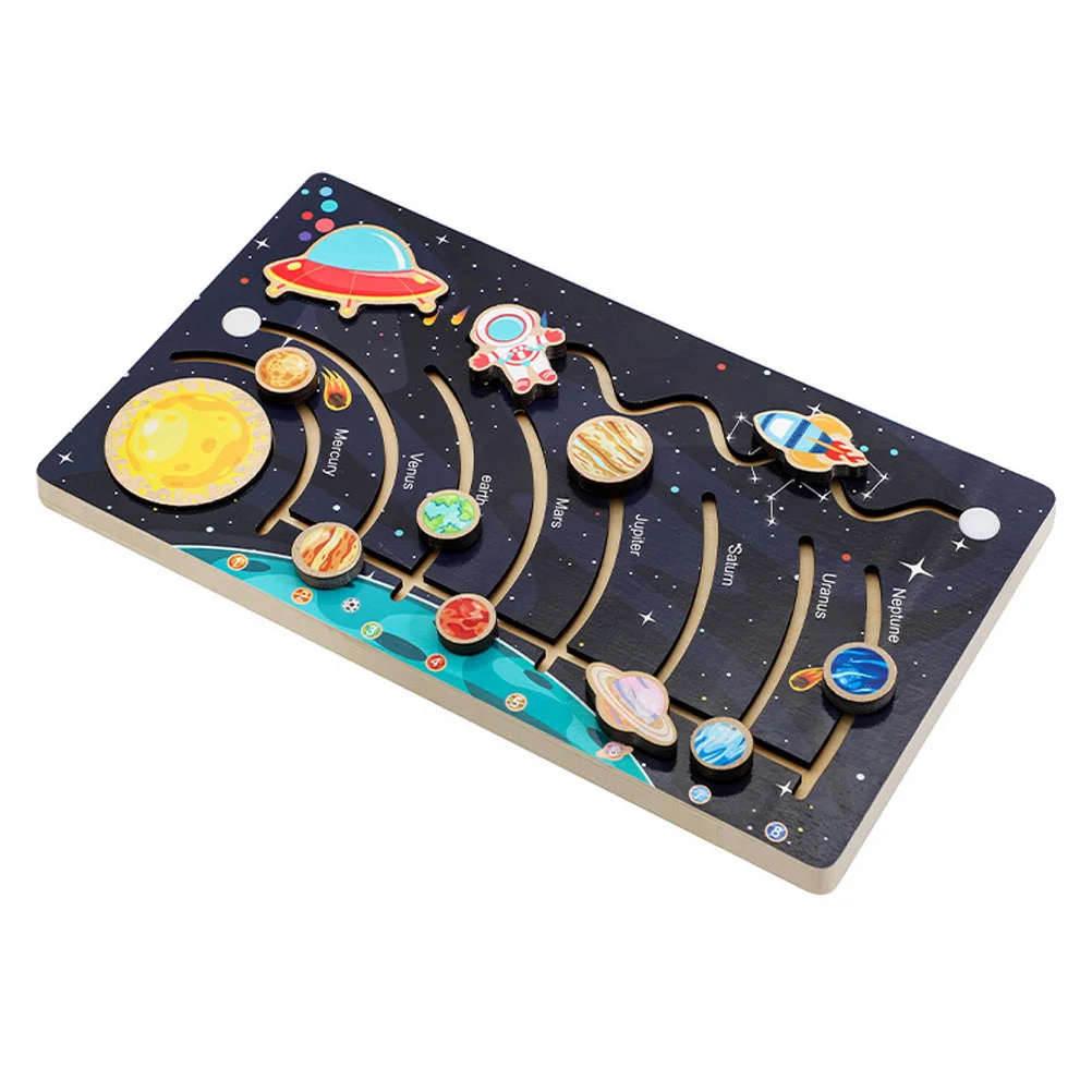

1 Set Movable Solar System Puzzle Wooden Space Toy Planets Puzzle for Kids Preschool Learning Activities
