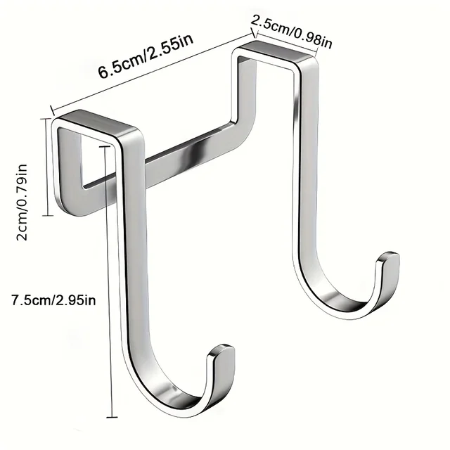 ตะขอคู่รูปตัว S - ไม่ต้องเจาะตะขอแขวนเสื้อ เหมาะสำหรับห้องครัว ห้องน้ำ ด้านหลังประตูตู้ และหอพัก 5