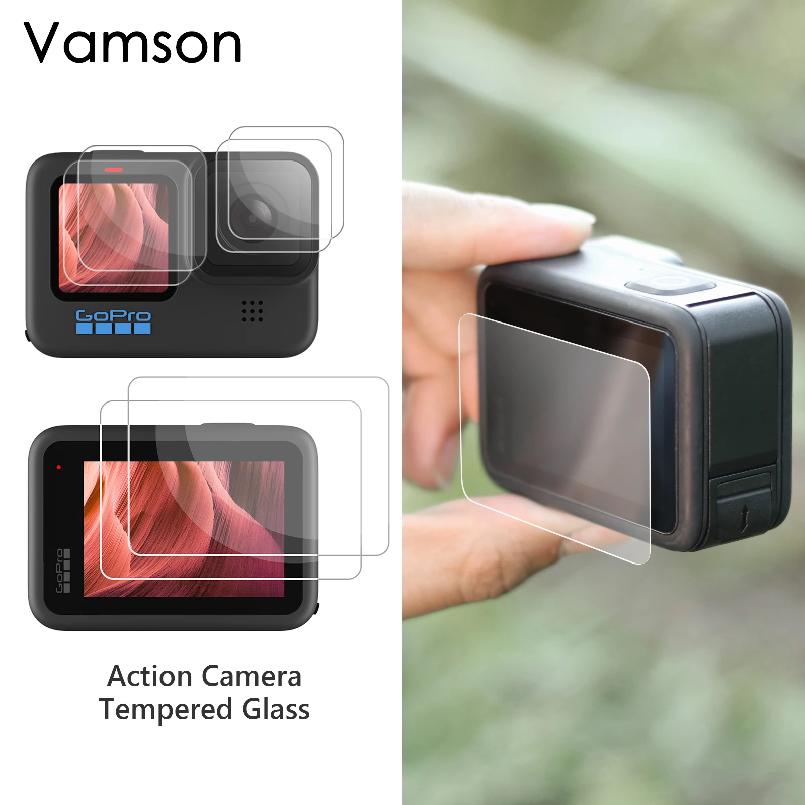 Vamson for Go pro 10 Camera Accessories Tempered Glass Screen Protector