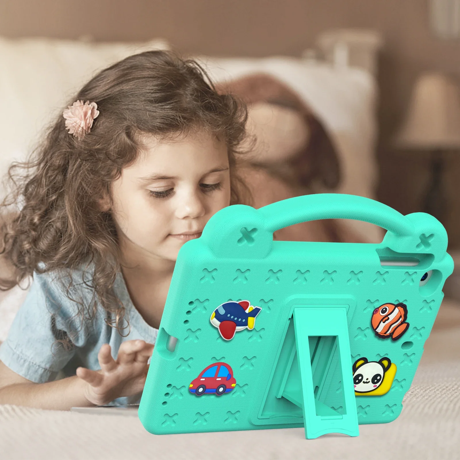 Children's Shockproof Cartoon Bear Tablet Case, EVA Foam Protection, 7.9-Inch