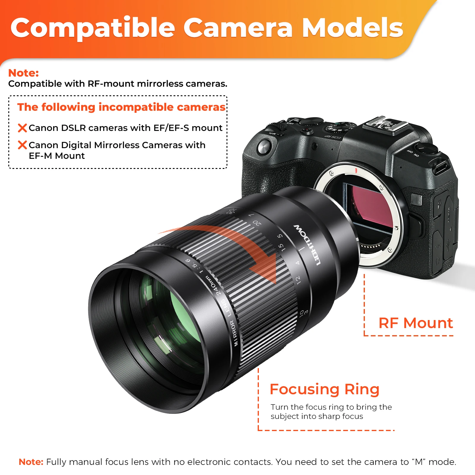 NEW 240MM F5.6 Foldback Prime Lens For Canon EF Nikon Z Sony E Mount Micro Singl