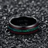 Nuncad Comfort Fit 8mm Natural Acacia Wood Ring with Letter  I Love You Green Opal Tungsten Carbide Ring For Men Name 2