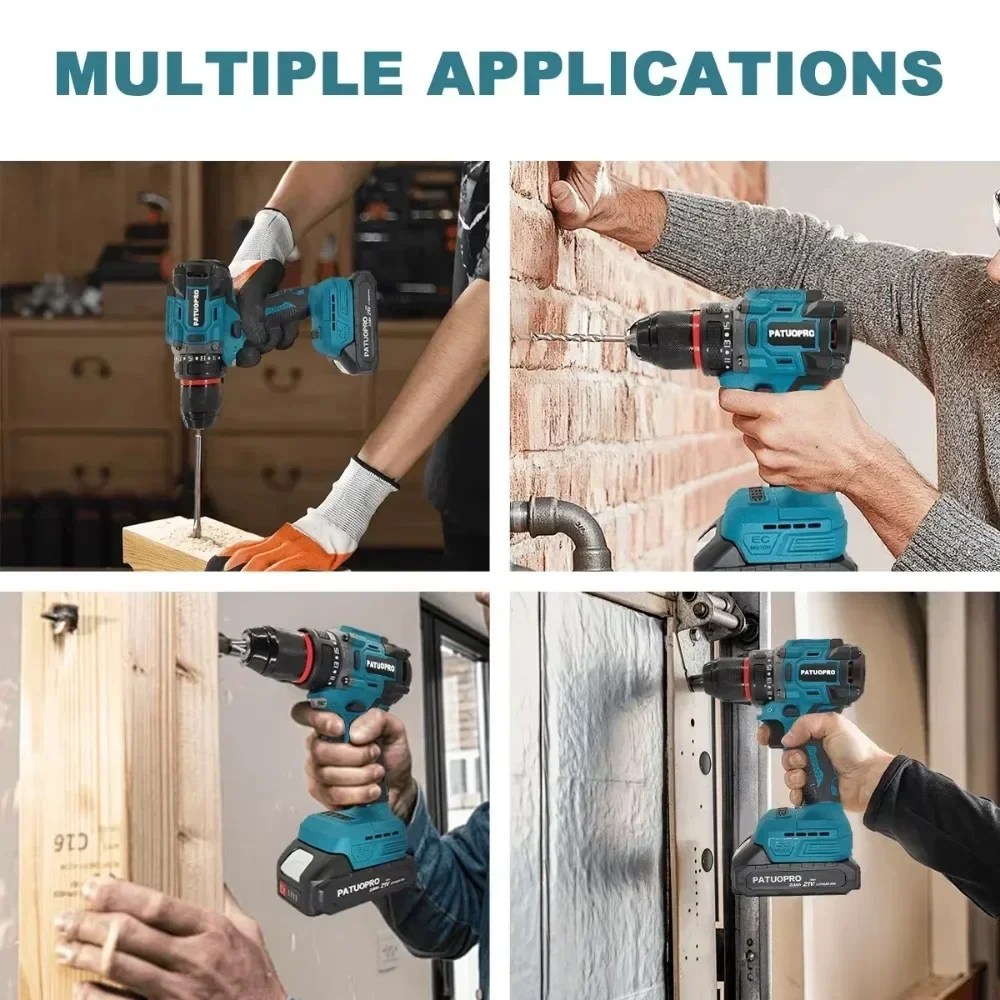10mm Electric Brushless Drill 2-Speed Self-locking Cordless Drill Screwdriver 60-100Nm Torque Power Tools For Makita 18V Battery 6
