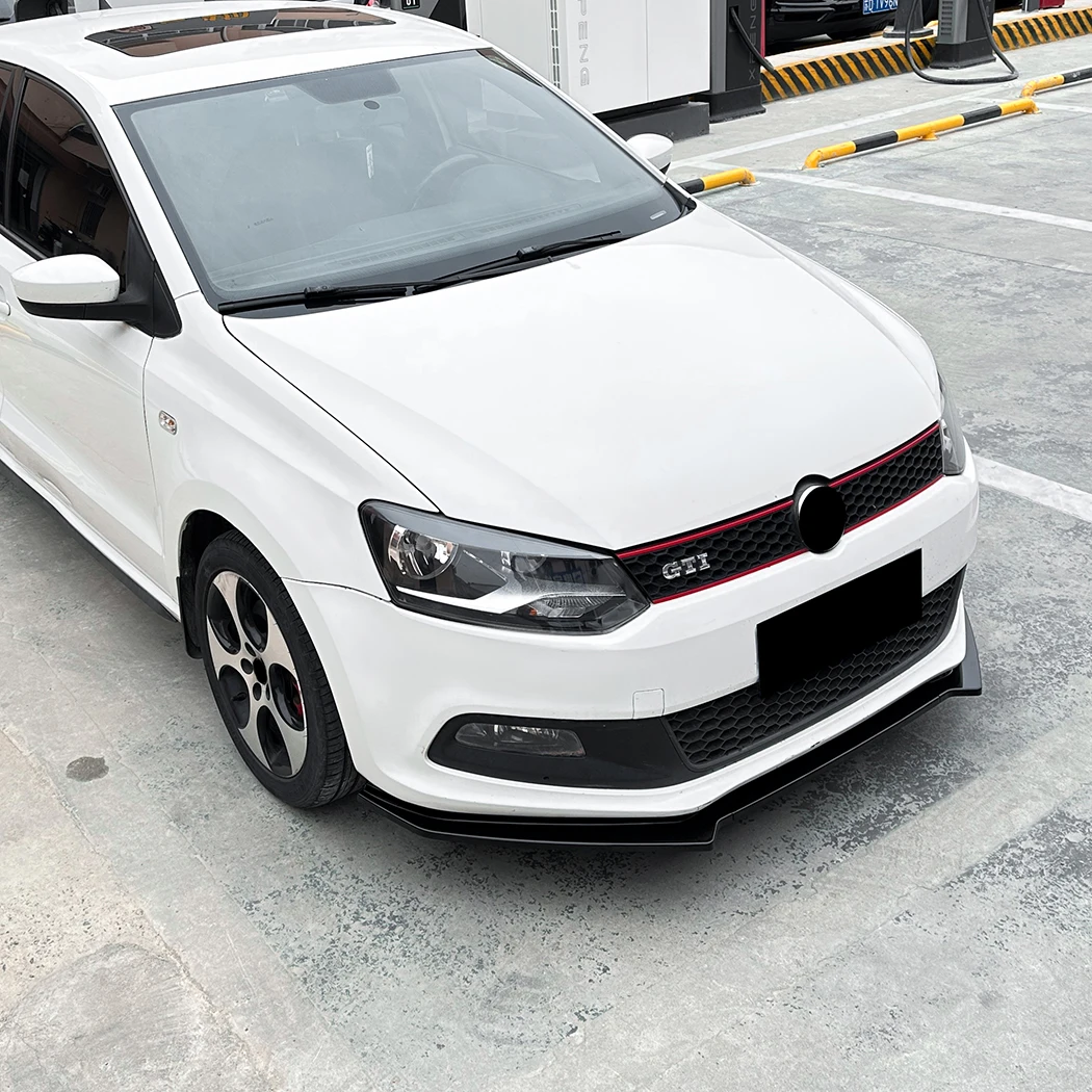 For VW Polo 6R GTI 2010-2014 Front Bumper Spoiler Lip Gloss Black