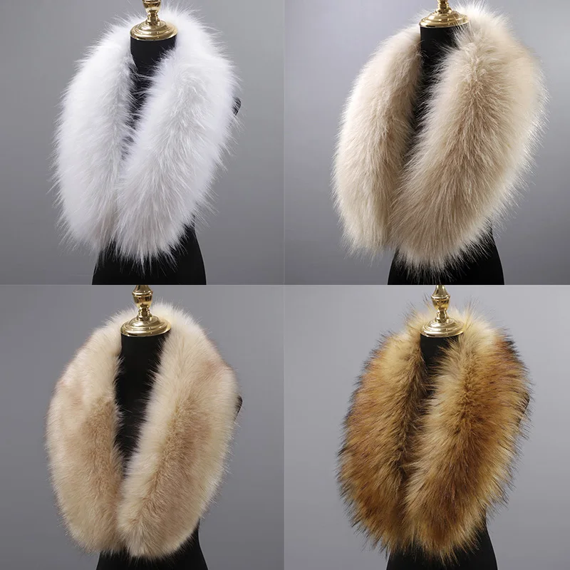 Faux Fox Fur Collar Quality Fur Scarf Luxury Fashion Women Men Collar Winter Jackets Hood Shawl Female Neck Collar Wraps Decor