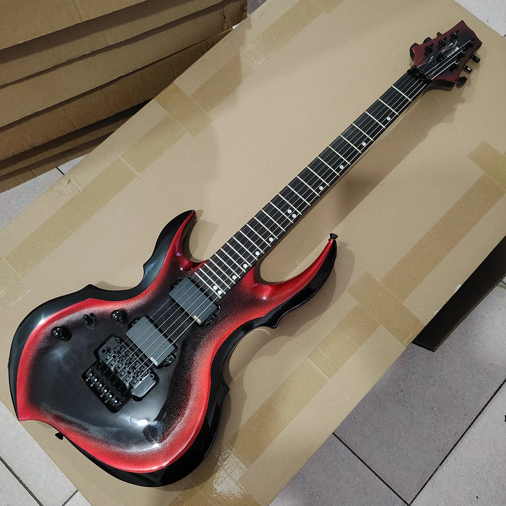 In stock left hand black circle red shaped electric guitar, active pickup, need more pictures contact seller, ,