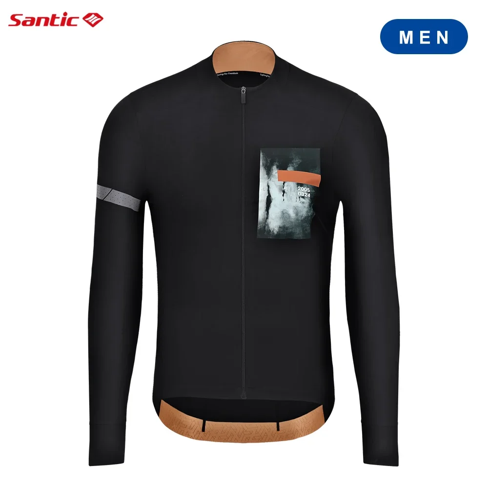 

Santic Cycling Jersey Winter Full Zipper Long Sleeve Bicycle Shirts Fleece Thermal Reflective Sportswearis Unisex Asian Size