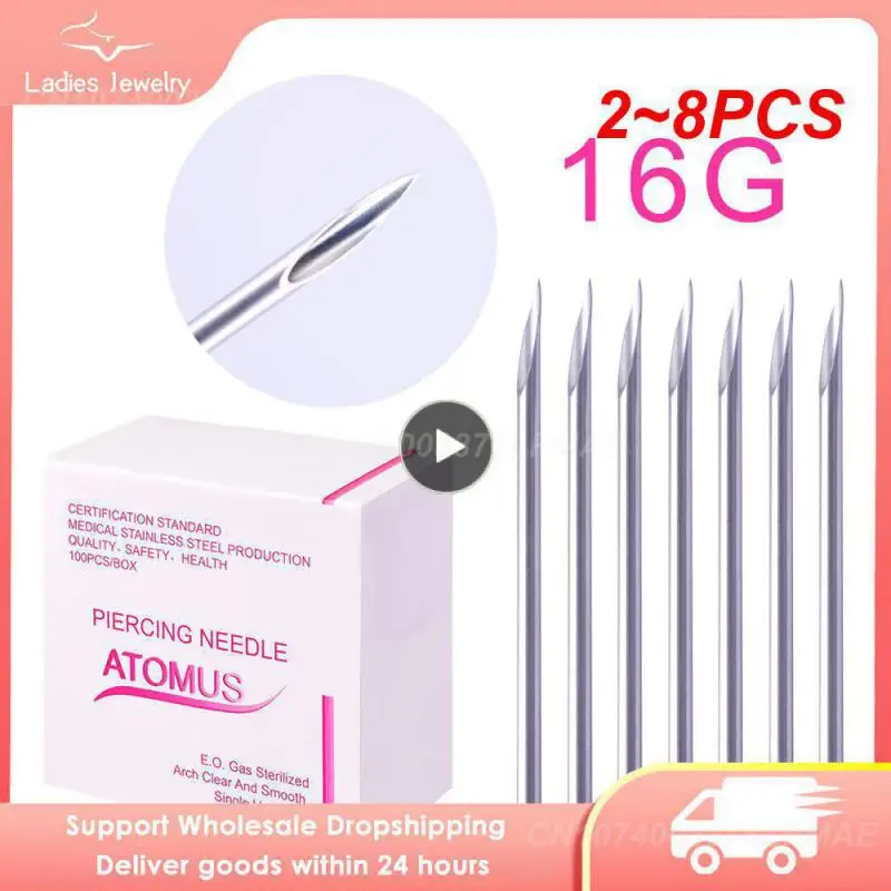 

2~8PCS Anti-allergic Steel Body Piercing Needles 12G-20G Sterile Disposable Body Piercing Needle For Ear Nose Navel Ear