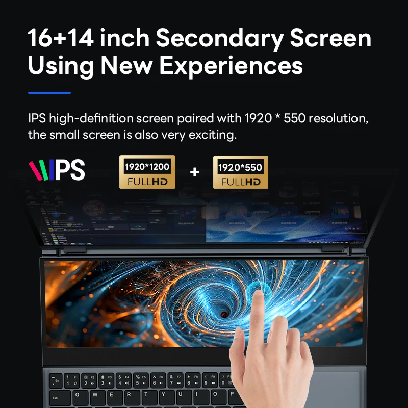 BYONE Dual Screen Gaming Laptop Computer 32GB/16GB DDR4 RAM 1TB/2TB SSD Intel 10th Gen Windows 11 Notebook Touch Laptop 3