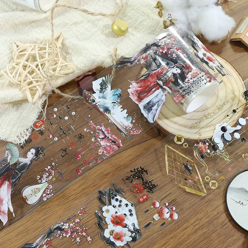 60mm*200cm 빈티지 캐릭터 꽃 풍경 PET 테이프 크리 에이 티브 DIY 저널 재료 콜라주 스크랩북 편지지