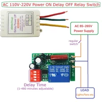 1-480Min Timer Adjustable Disconnect Delay Controller AC 110V 220V Power-ON Delay OFF Relay Switch AC 220V 7A Voltage Output 1