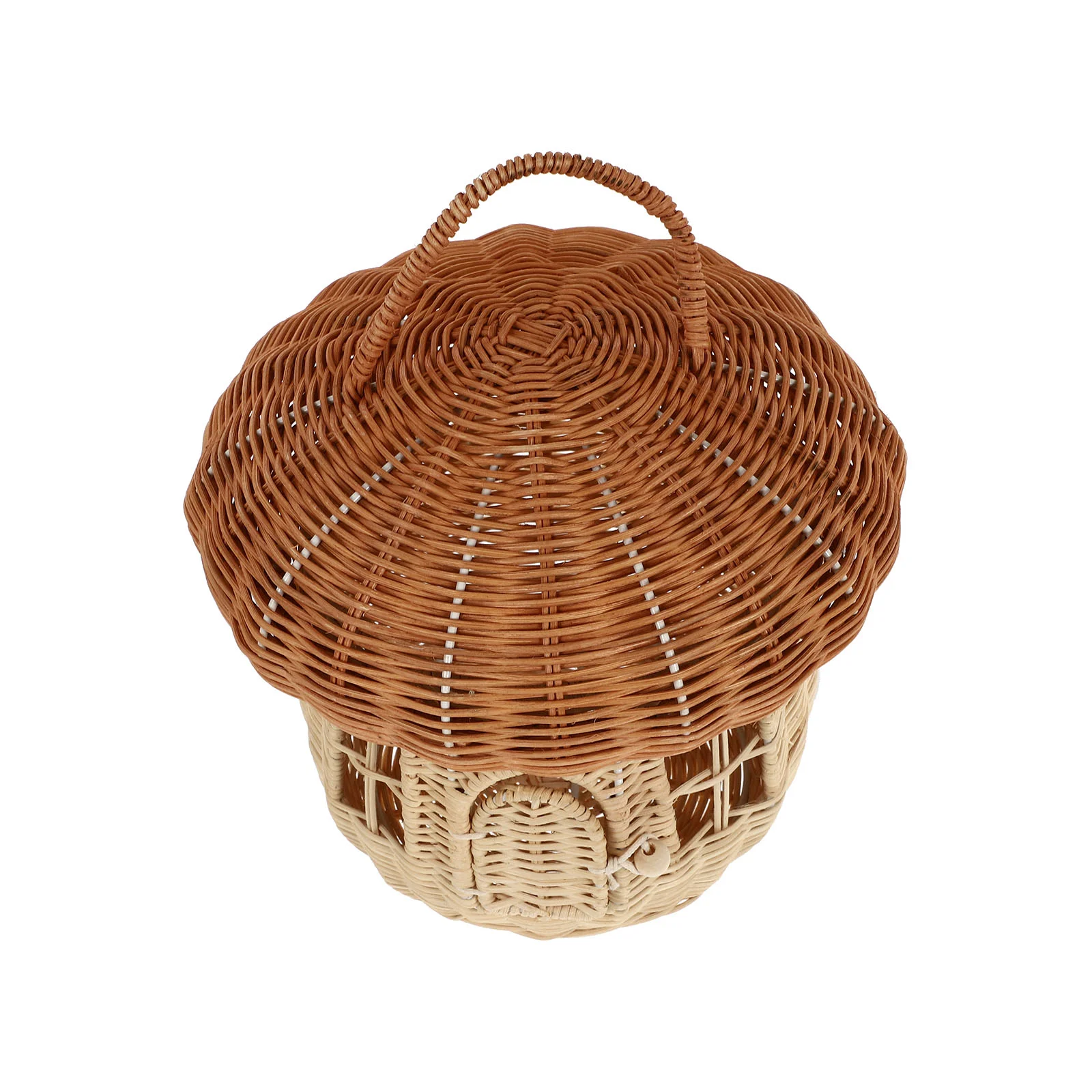 

Mushroom Shape Rattan Children's Portable Small Basket Flower Green Plants Fruit Shopping Basket Picnic Wedding Flower Basket