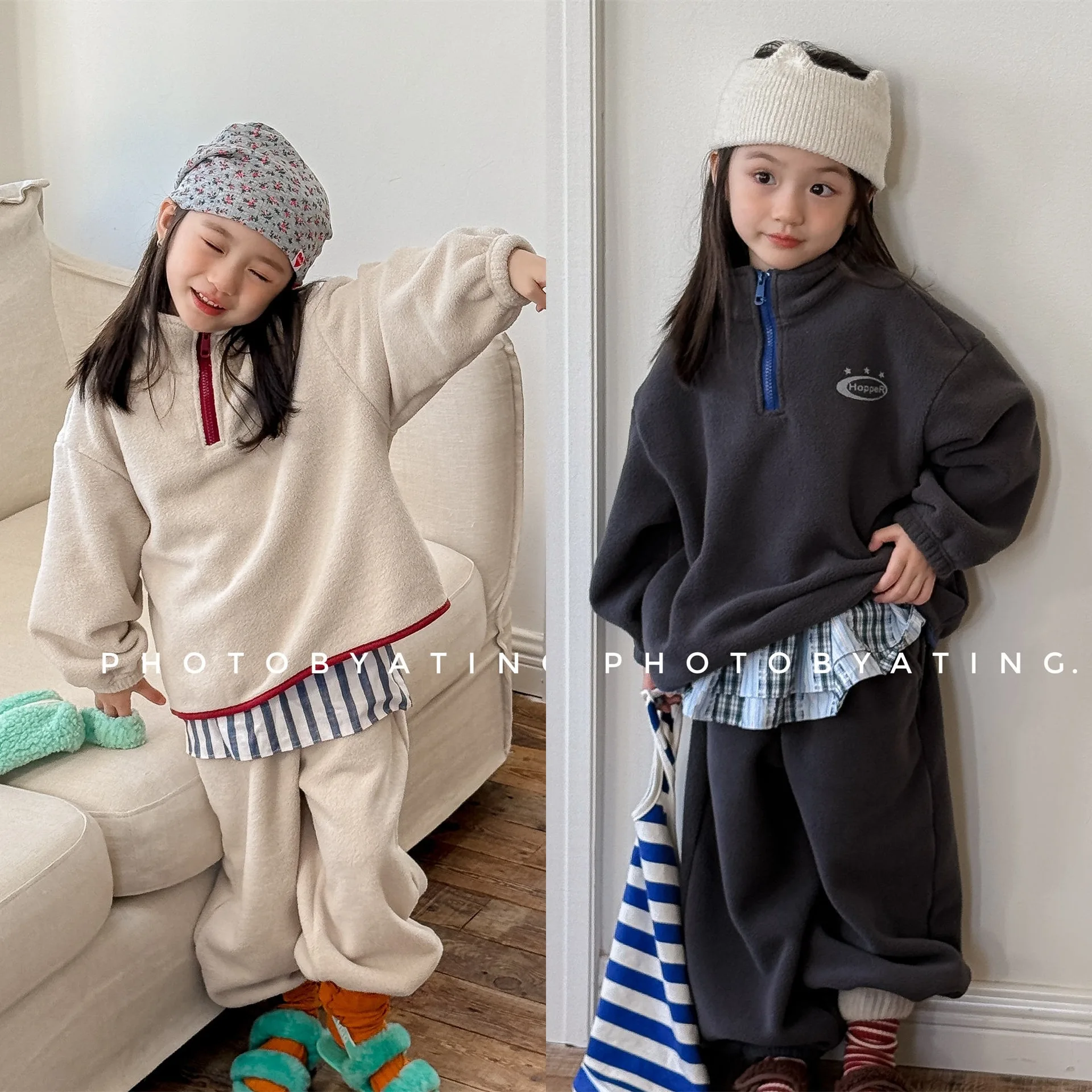Generisch Baby jongens meisjes kleding winter effen lange mouwen trui sweatshirt broek 2-delig herfst outfits set, grijs, 4-5 Jaar