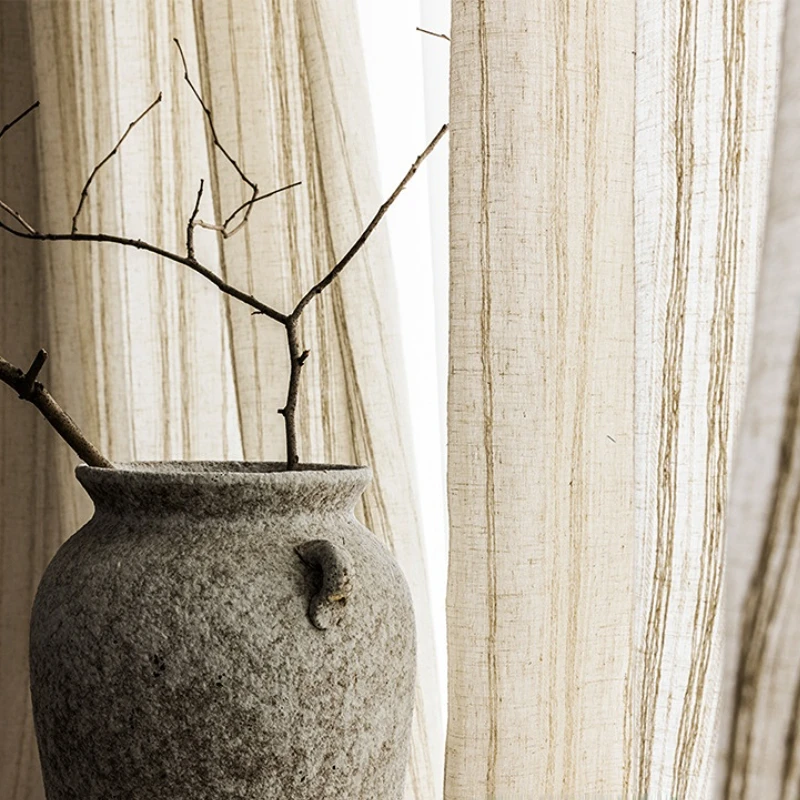 Curtain for Living Room Retro Pastoral Minimalism Home Decoration Romantic Bedroom Balcony Translucent Window Screening Cortinas