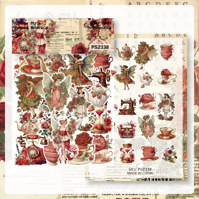 Vintage Middle Ages/Fairy Elf/Travel Memory Stickers Die Cuts Sticker Collection Kit DIY Scrapbooking Planner/Card Making 40pcs