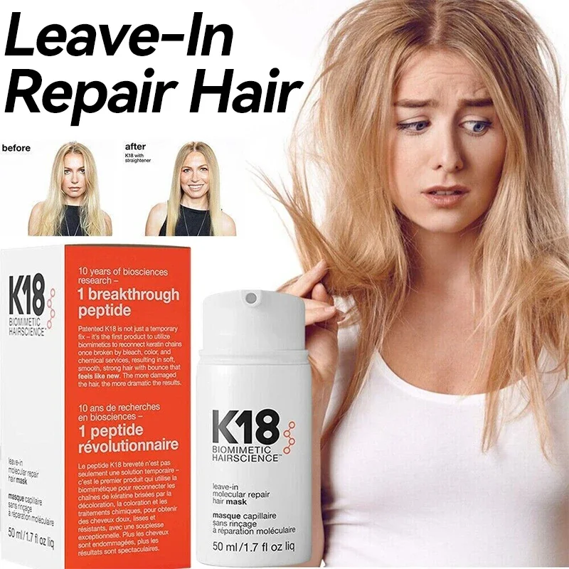 Original 50ml K18 Leave-In Molecular Repair Hair Mask Damage Restore Soft hair Deep Repair Keratin & Scalp Treatment Hair Care