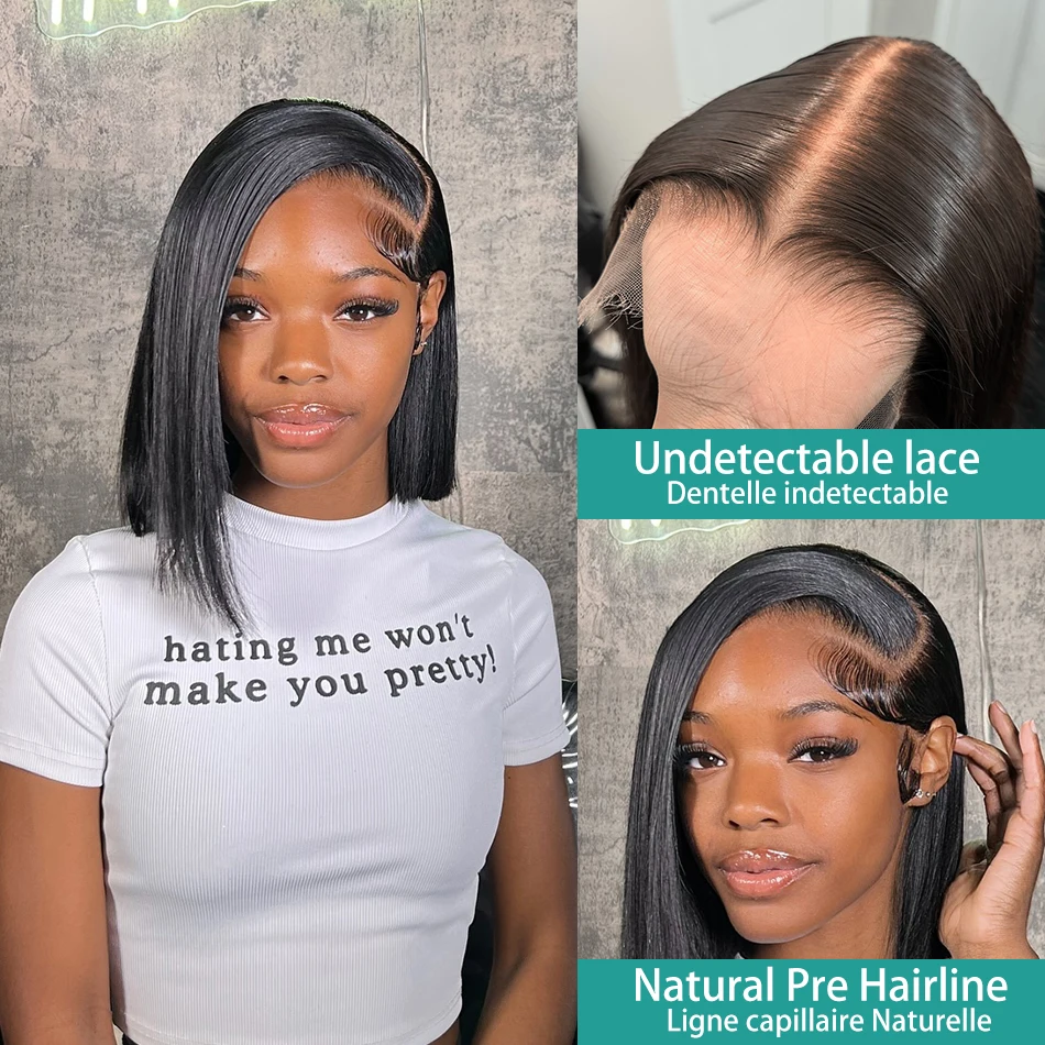 Bone Straight Bob 200% 13x6 Lace Front Human Hair Wigs 13x4 Lace Frontal Wig Transparent 5X5 Closure Brazilian Remy Hair