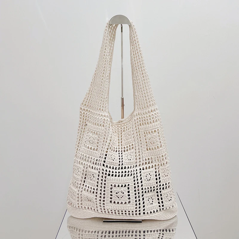 Large Capacity Crochet Bag Woven Hollow Knitting Handbags Fashion Shoulder Bags Women Summer Beach Shopping Tote