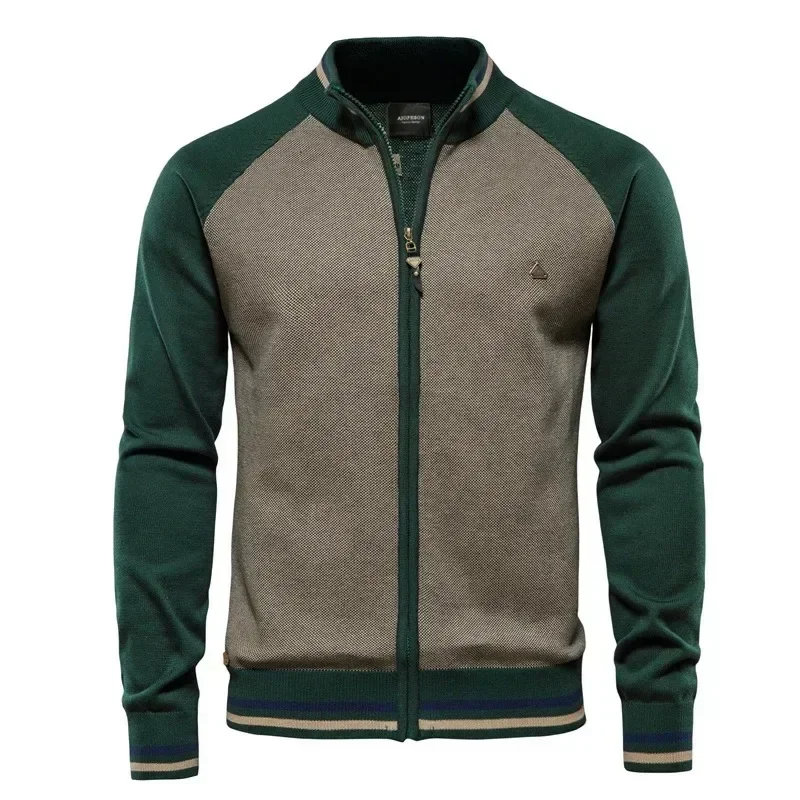 

Spliced Cardigan Men Streetwear Casual High Quality Cotton Sweater Men Winter Fashion Brand Cardigans for Men