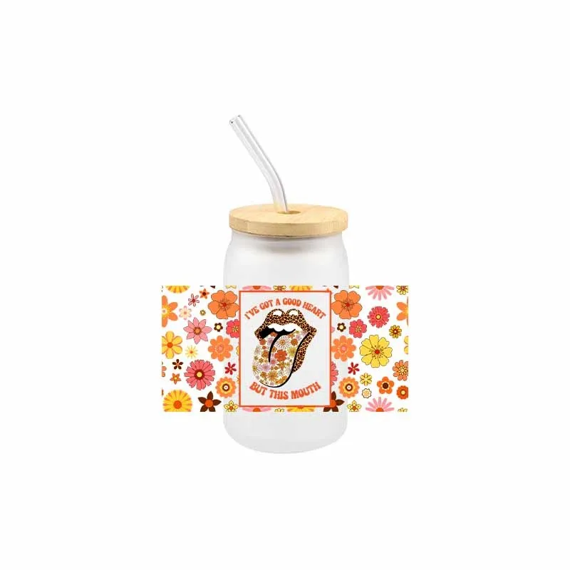 Lips UV DTF Transfer Stickers DIY Iron On Transfer Decals For Wraps Cup Libbey Glaas Cup