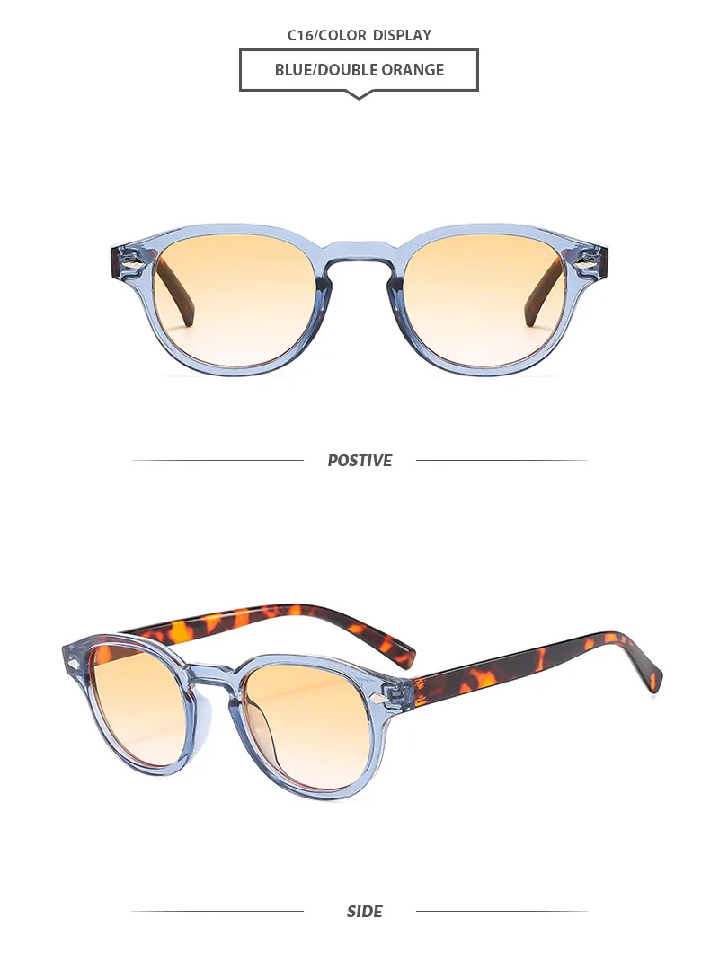 Neue mehrfarbige Retro-Sonnenbrille mit kleinem Rahmen, grenzüberschreitende europäische und amerikanische Sonnenbrille, vielseitig einsetzbar mit Metallscharnier – Detail 20
