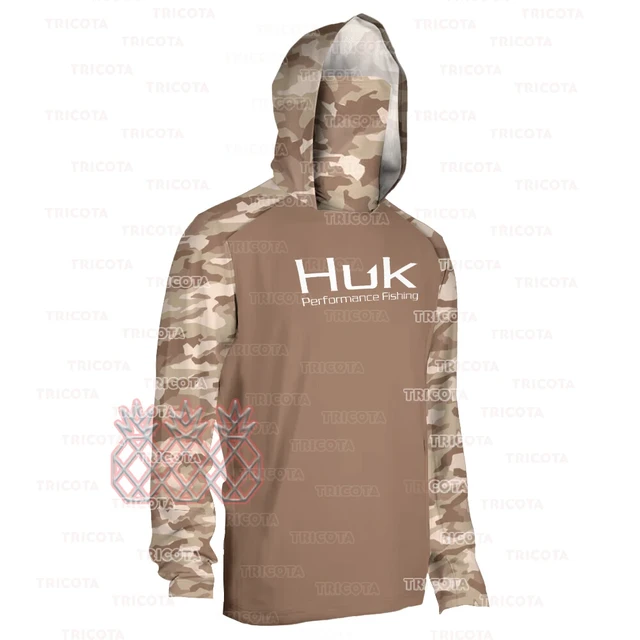 HUK Fishing Shirt Hooded UPF 50+ Men Face Cover Fishing Clothes Outdoor  Summer Mask Hoodie Sun Uv Protection Camisa De Pesca - AliExpress