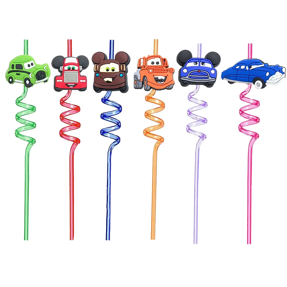 Birthday Party Supplies Party Supplies Wheels Car Party Favors Reusable Drinking Straws for Kids Boys Racecar Wheels Straws Birthday Decorations