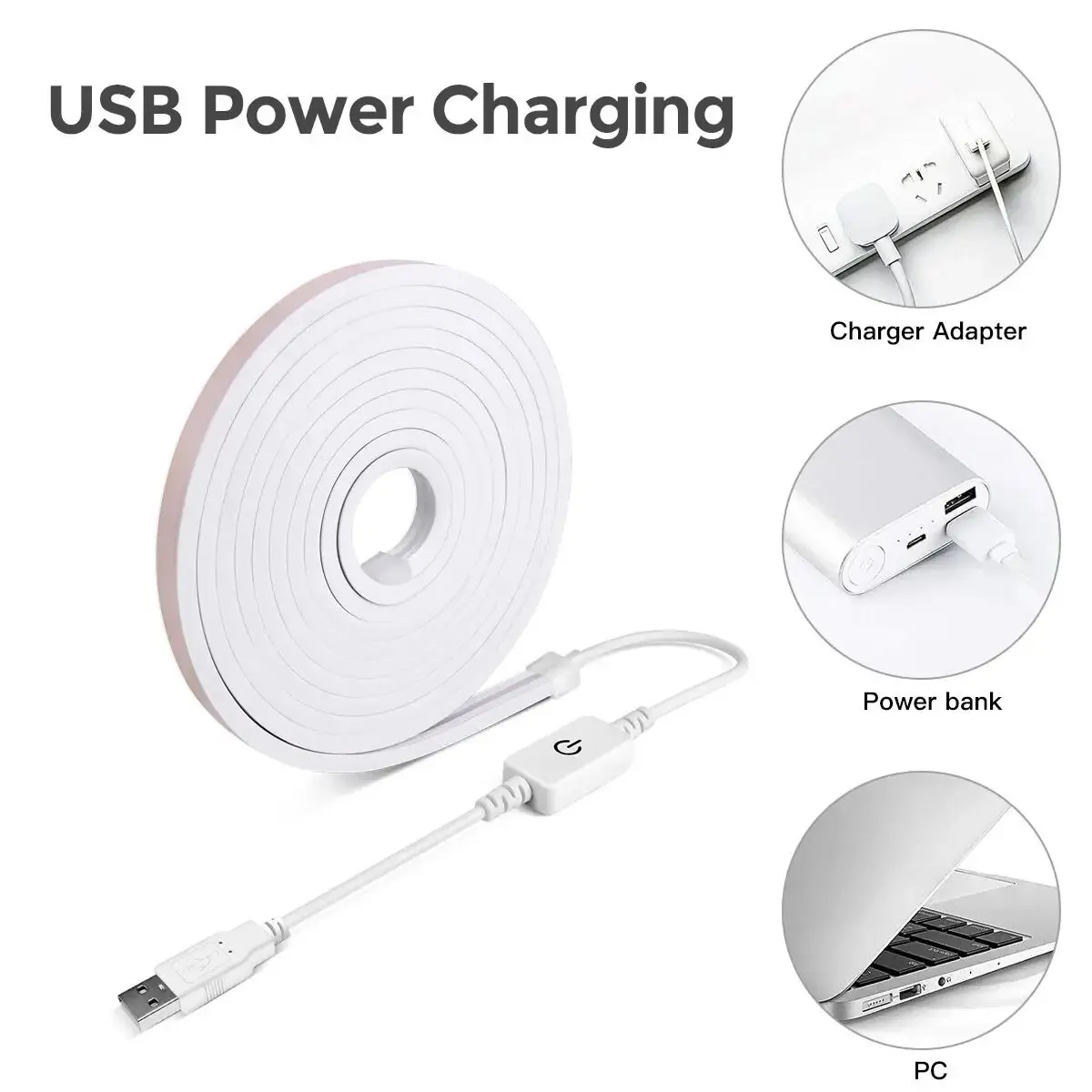 LED Strip Light 5V USB COB 320LEDs/M Waterproof for Kitchen Decor